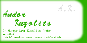 andor kuzolits business card